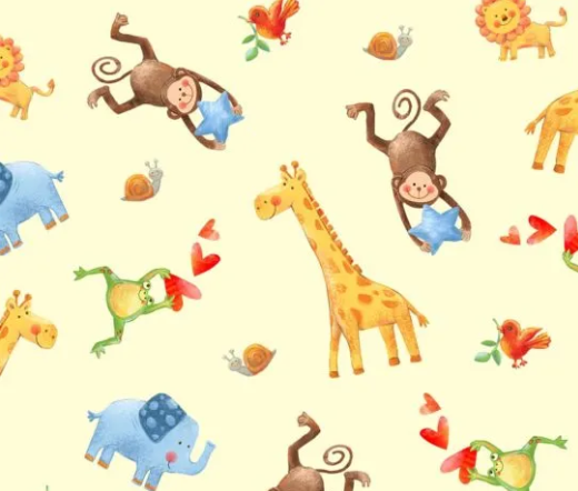 Wee Ones- Allover Jungle Animals- Cream- OA594061