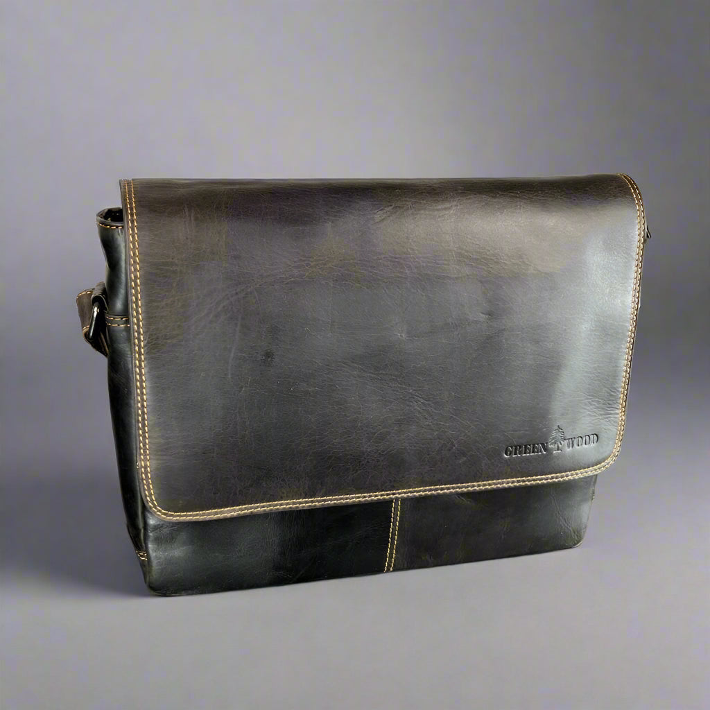 Sac messager pour ordinateur portable en cuir Greenwood
