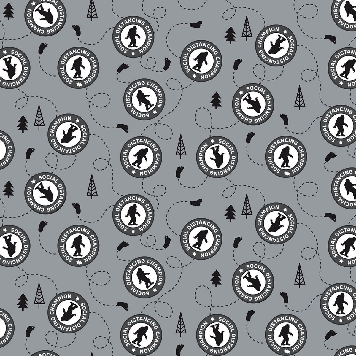 Masque en tissu Riley Blake CP10980 Sasquatch gris - Champion de la distanciation sociale