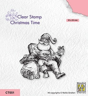 Nellie's Choice Tampon Transparent - Période de Noël - Père Noël sur chaise longue