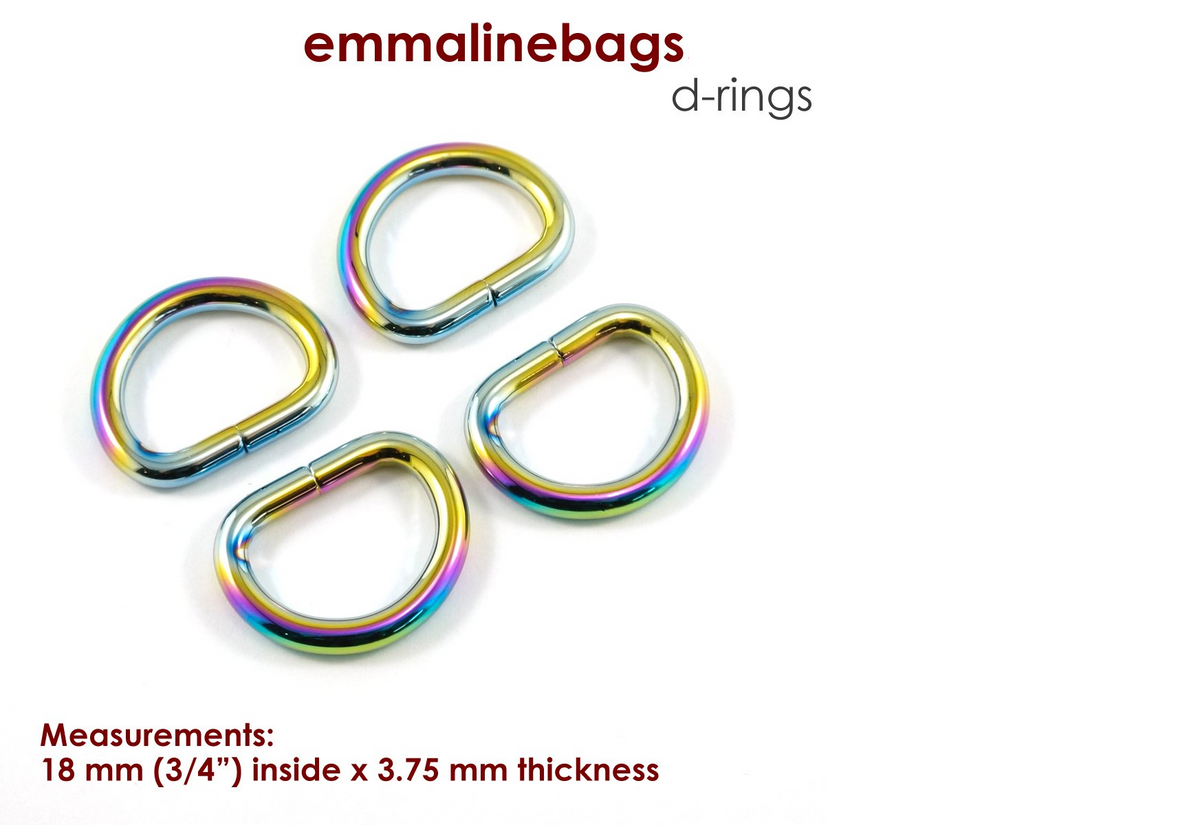 Anneaux en D 3/4" finition arc-en-ciel irisée (paquet de 4)
