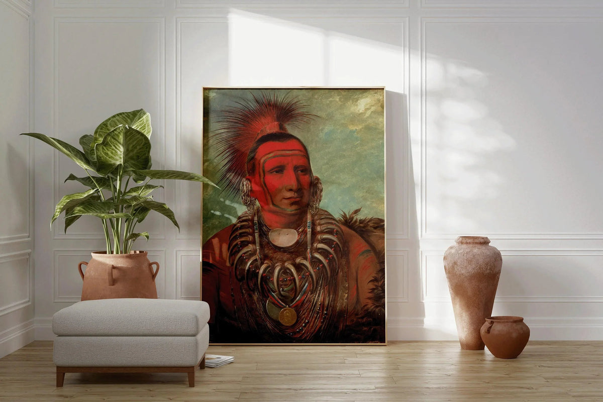 Estampe de George Catlin : Petit Loup, portrait amérindien
