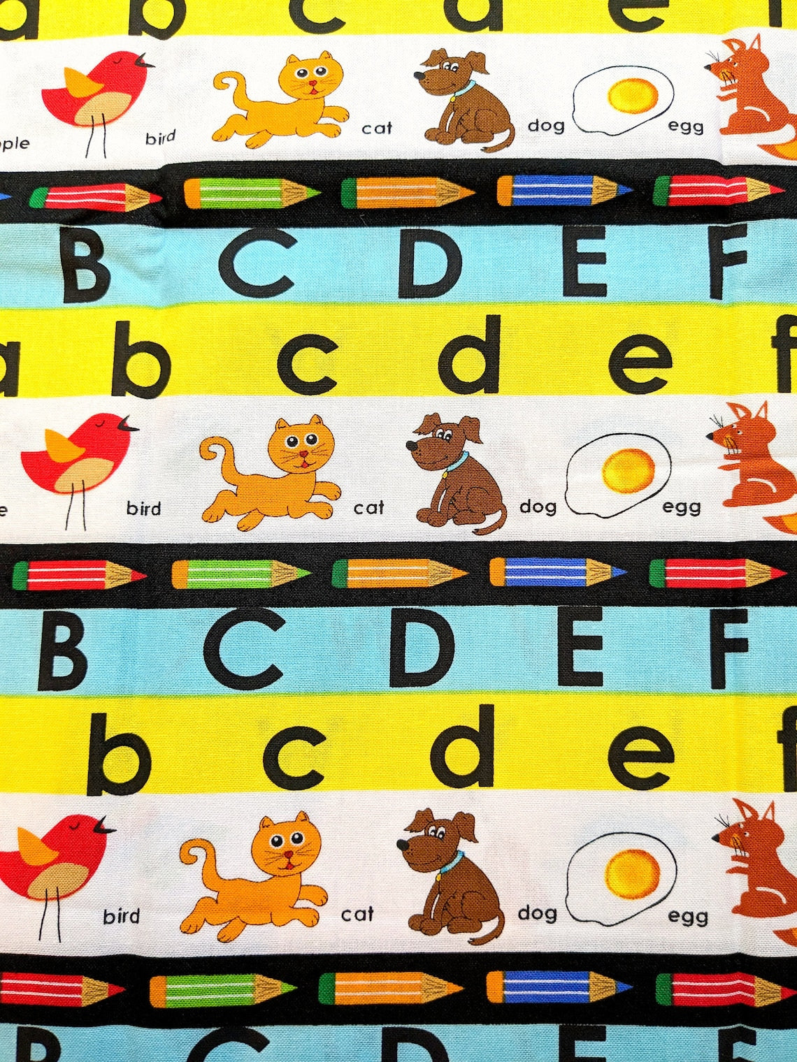 School Rules! by Blank Quilting - Retro School Fabric: Alphabet & Animals Border Print