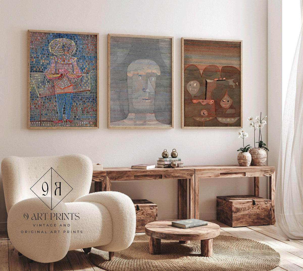 Trio d'impressions d'art Paul Klee : Giclée abstraite vintage