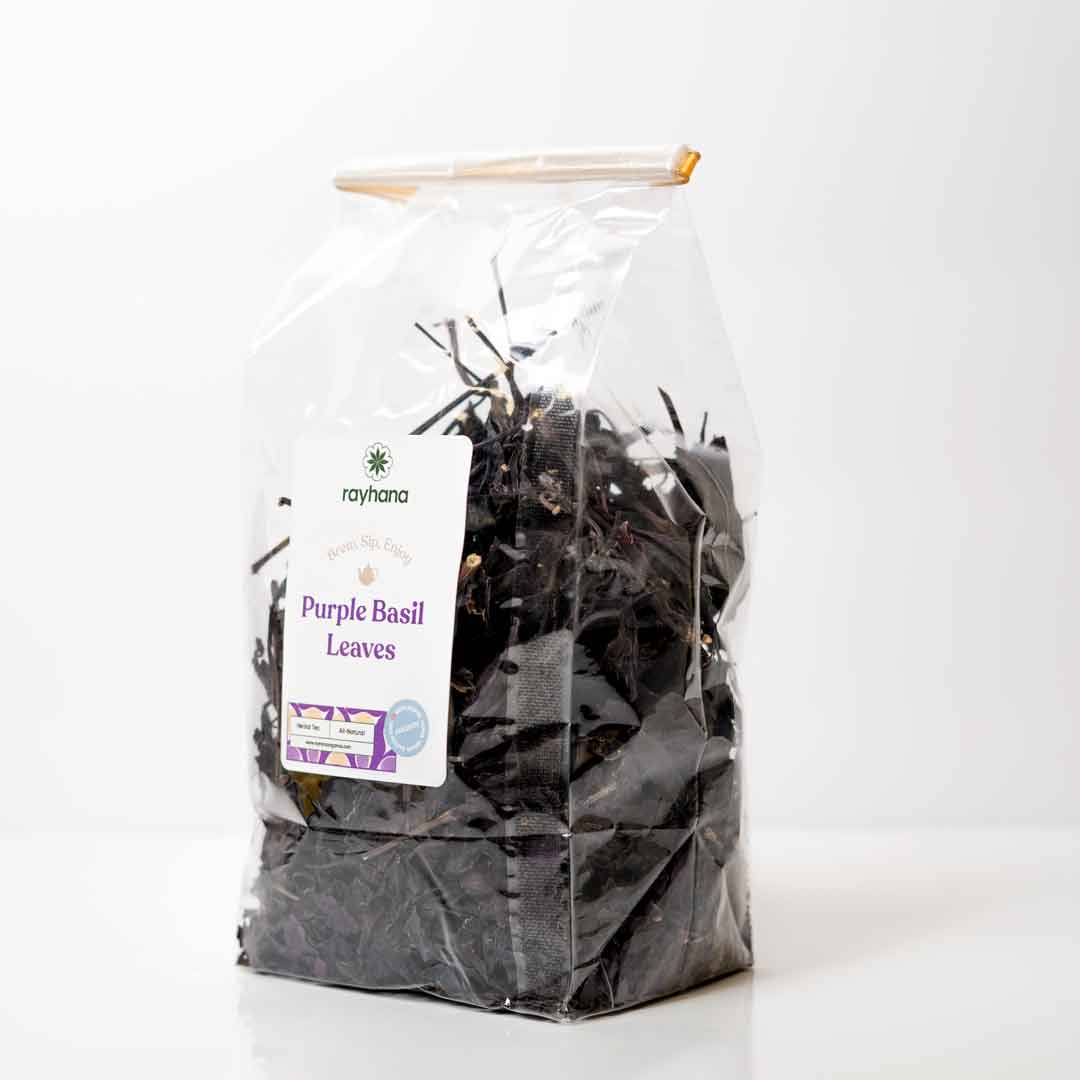 Feuilles de basilic pourpre séchées