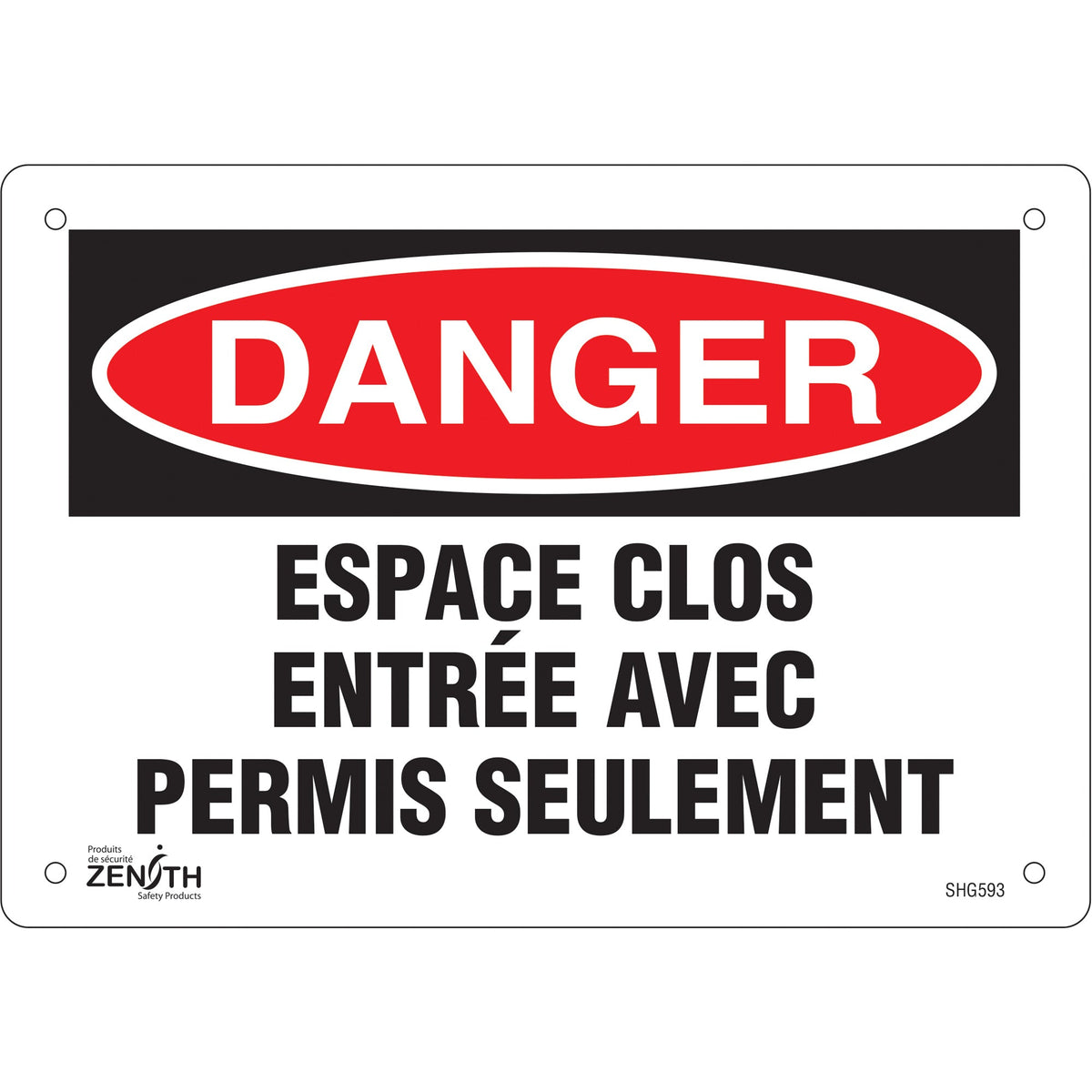 "Espace clos" Panneau, 17,8 cm x 25,4 cm, Plastique, Français