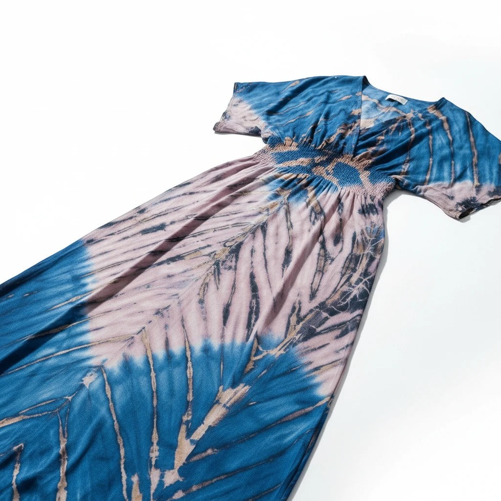 Robe longue Tie-Dye Ombré Lapis - Bleu et Rose