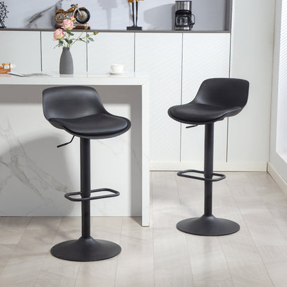 Tabourets de comptoir/bar Zee (lot de 2) avec hauteur réglable et siège pivotant - Noir