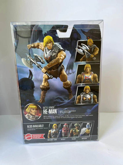 EVORETRO Display Case Protector for Master of The Universe Revelation Battle Armor 18.3x7.2x27 with Hanger pack of 10