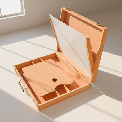 Artist Sketch Box - Wet Canvas Carrier For 16" x 20" Boards + Wooden Palette, 3.5" x 17" x 22"