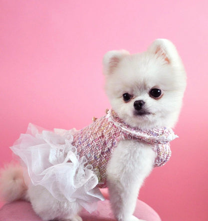 Robe tutu rose pour chien – Robe écossaise avec tutu blanc pour chiens