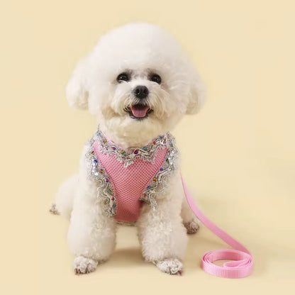 Crystal Lace Dog Harness & Leash Set – Luxury Designer Pet Wear