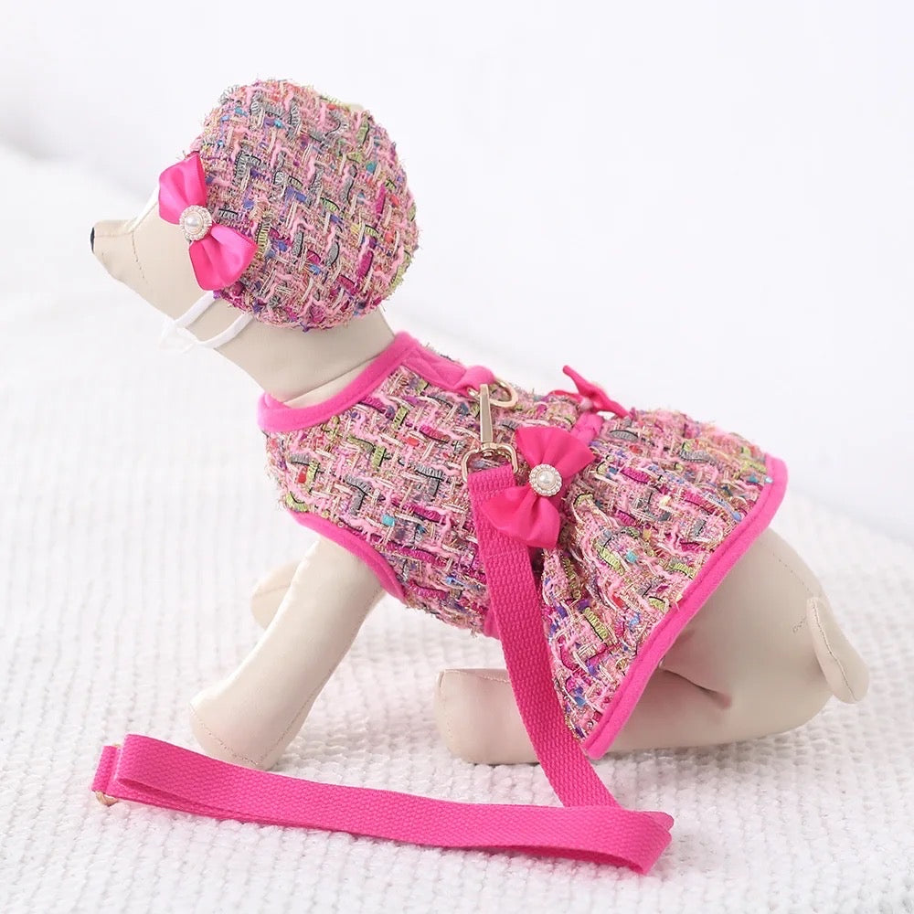 Miss London Dog Harness Set | Harness, Hat, and Leash Set