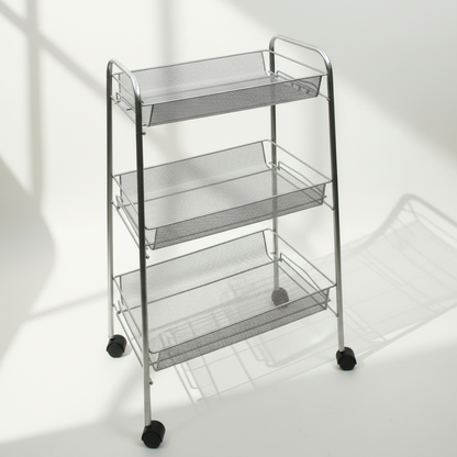 Artist Studio On Wheels with 3 Shelves, 26 Brush Holder Slots, 4" Diam. Brush Washer and Oil Or Medium Jar With Cover