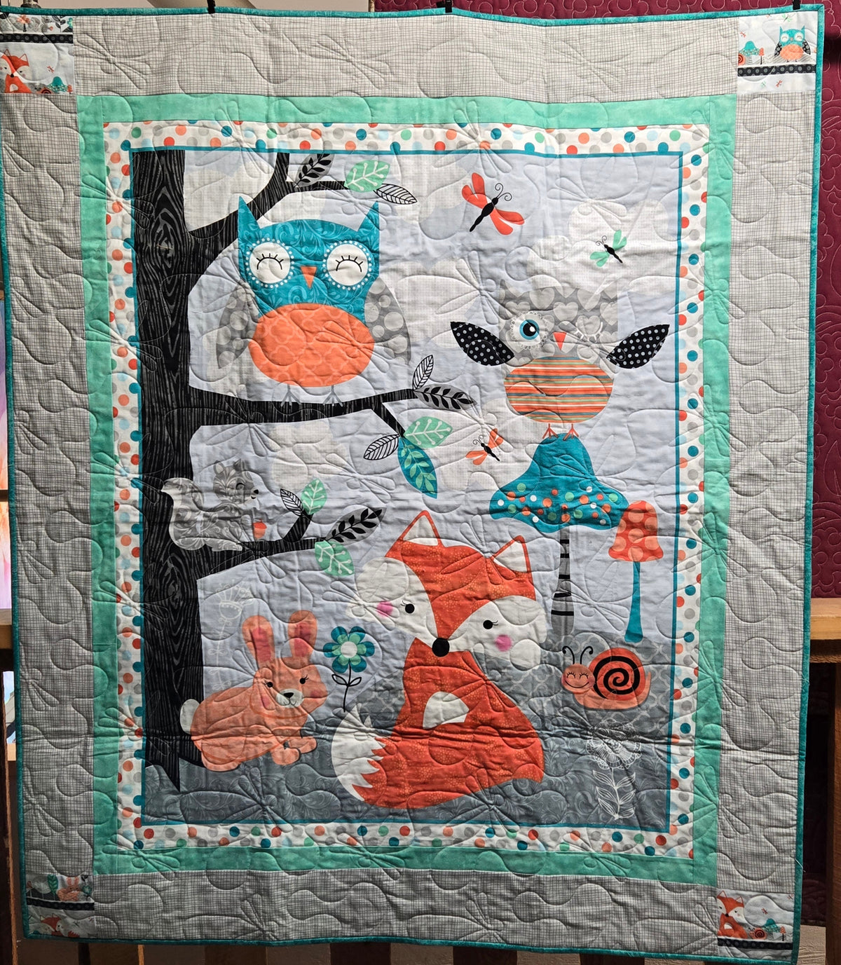 Store Sample- Baby Quilt- Owl and Fox Panel