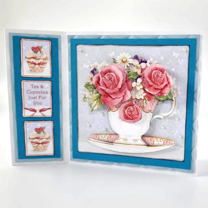 Découpages prédécoupés – Tasses à thé, fleurs et gâteau (lot de 3)
