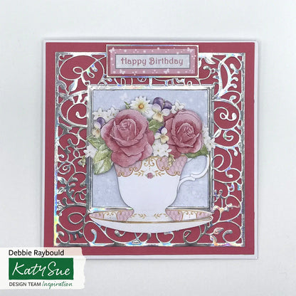 Découpages prédécoupés – Tasses à thé, fleurs et gâteau (lot de 3)