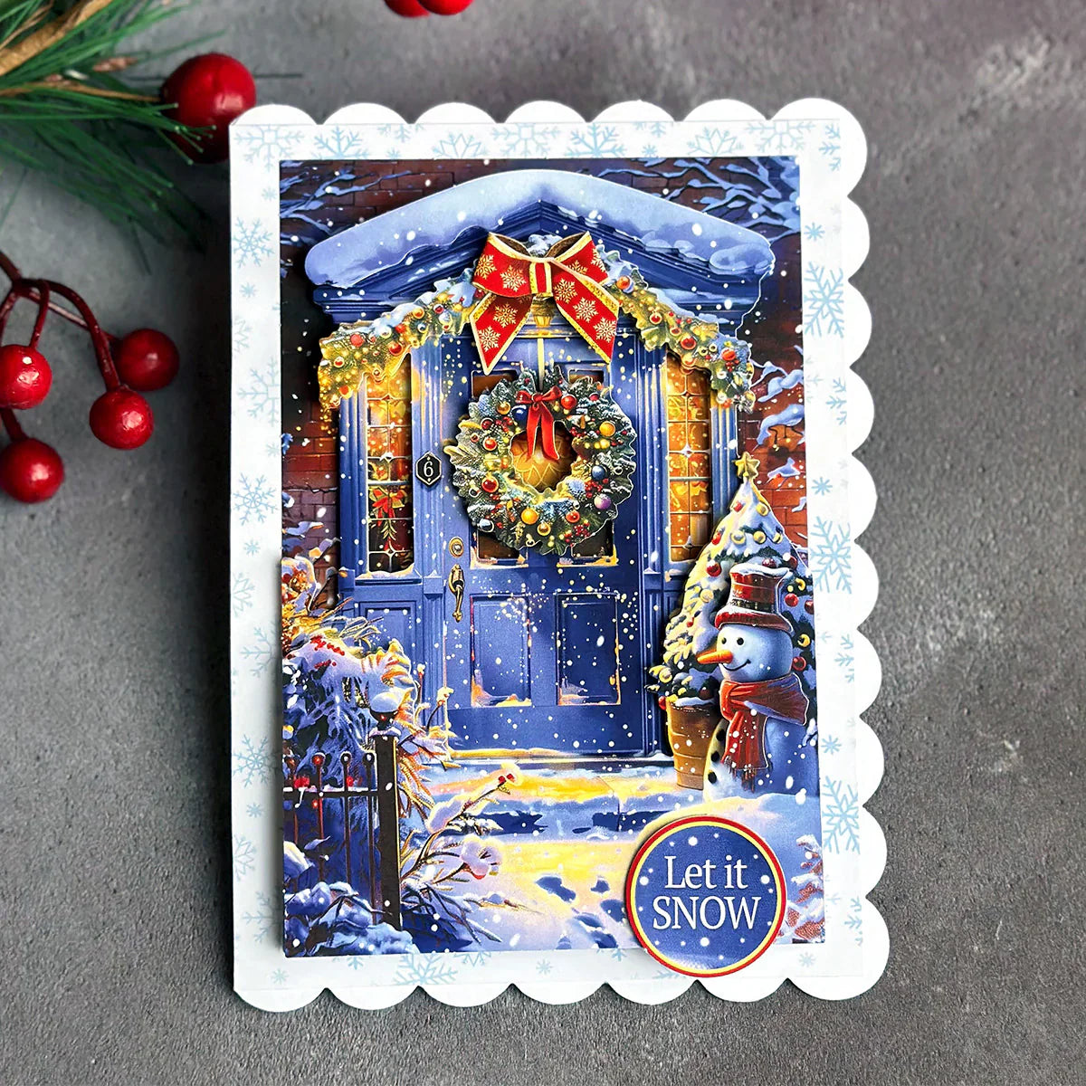 Die Cut Decoupage – Snowy Porch Scene (pack of 3)