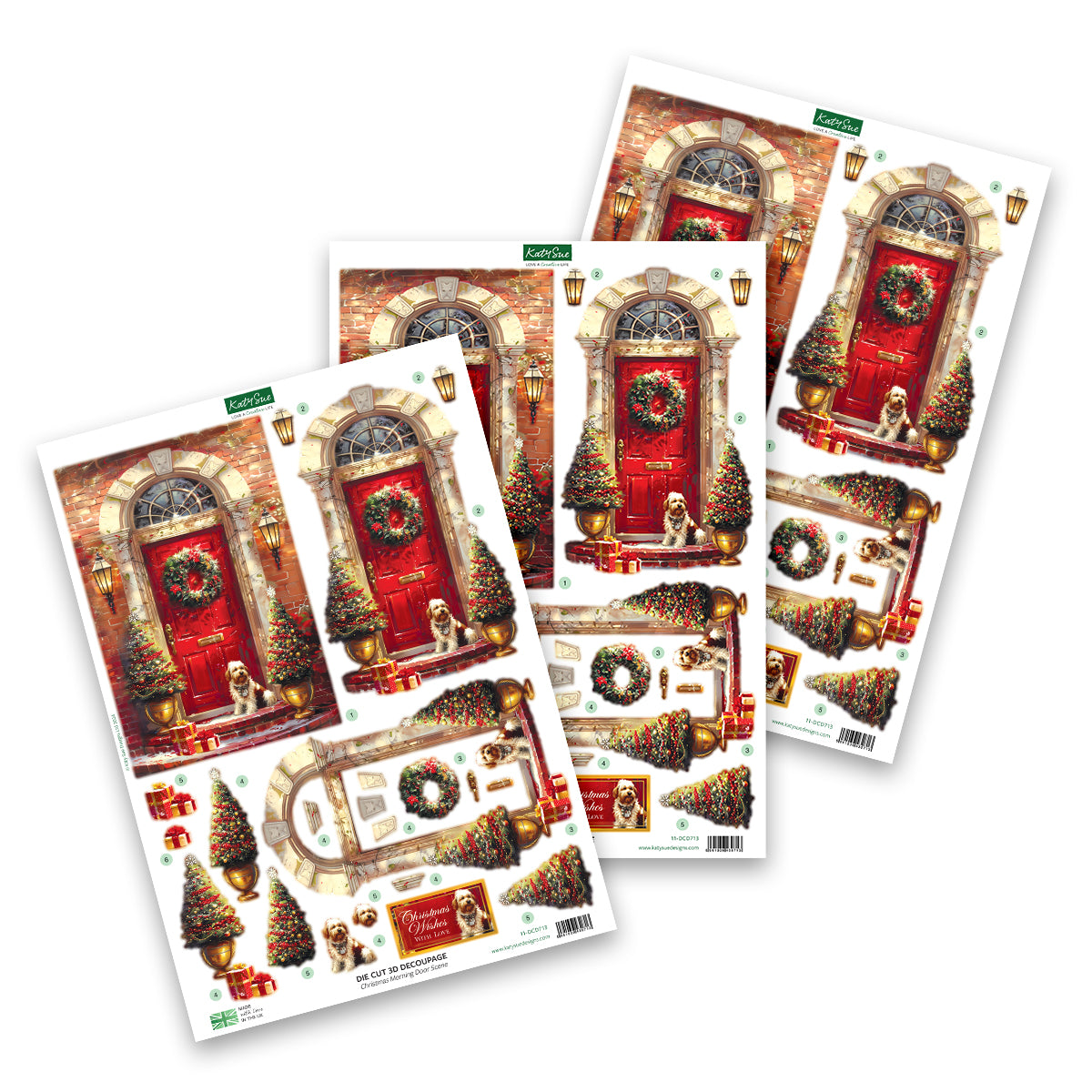 Découpage Découpé – Scène de Porte Matin de Noël (lot de 3)