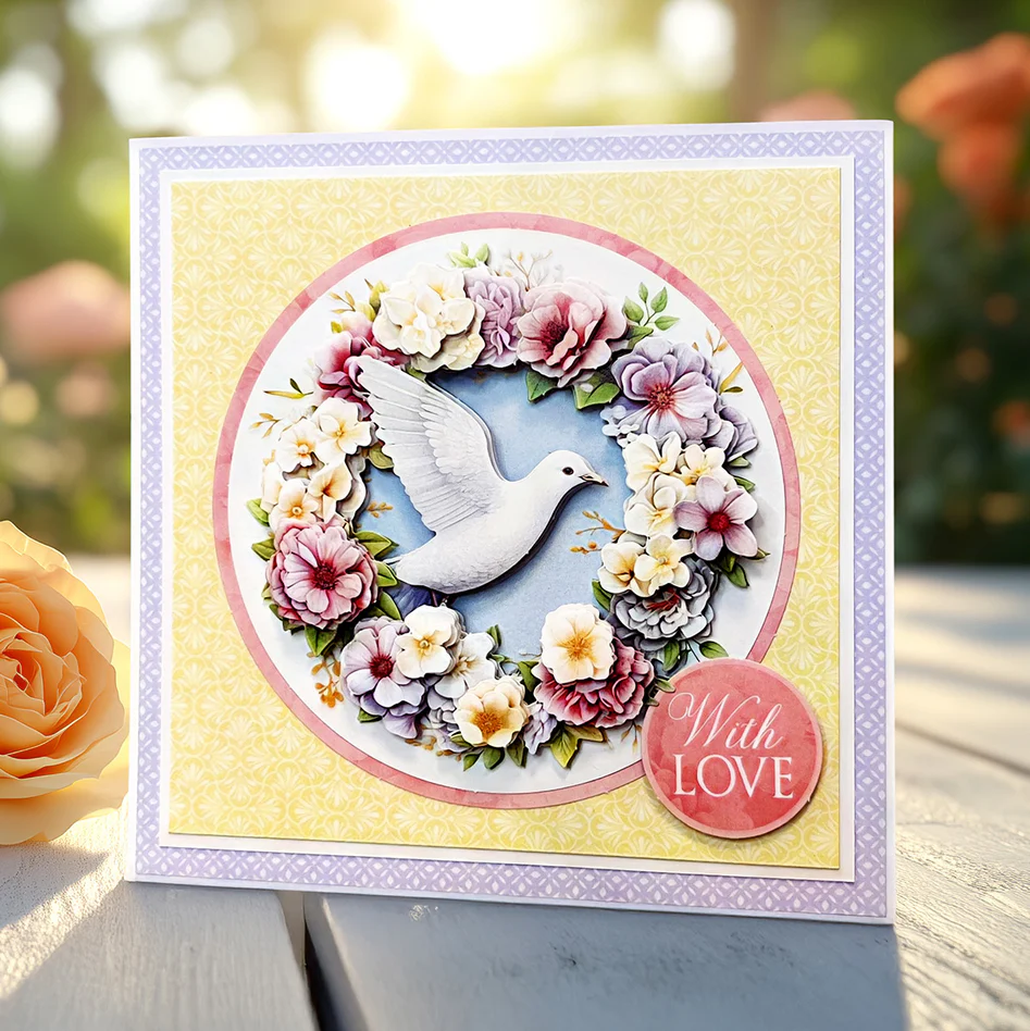 Die Cut Decoupage – Dove with Flowers (pack of 3)