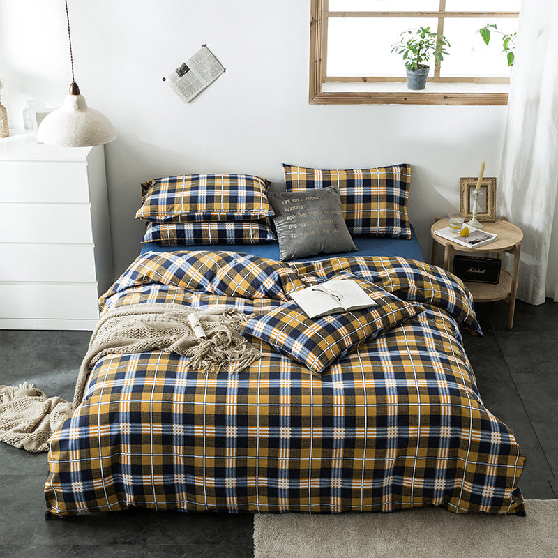 100% Cotton Geometric Bedding Set – Quilted Reactive Print Sheet & Duvet Cover Set