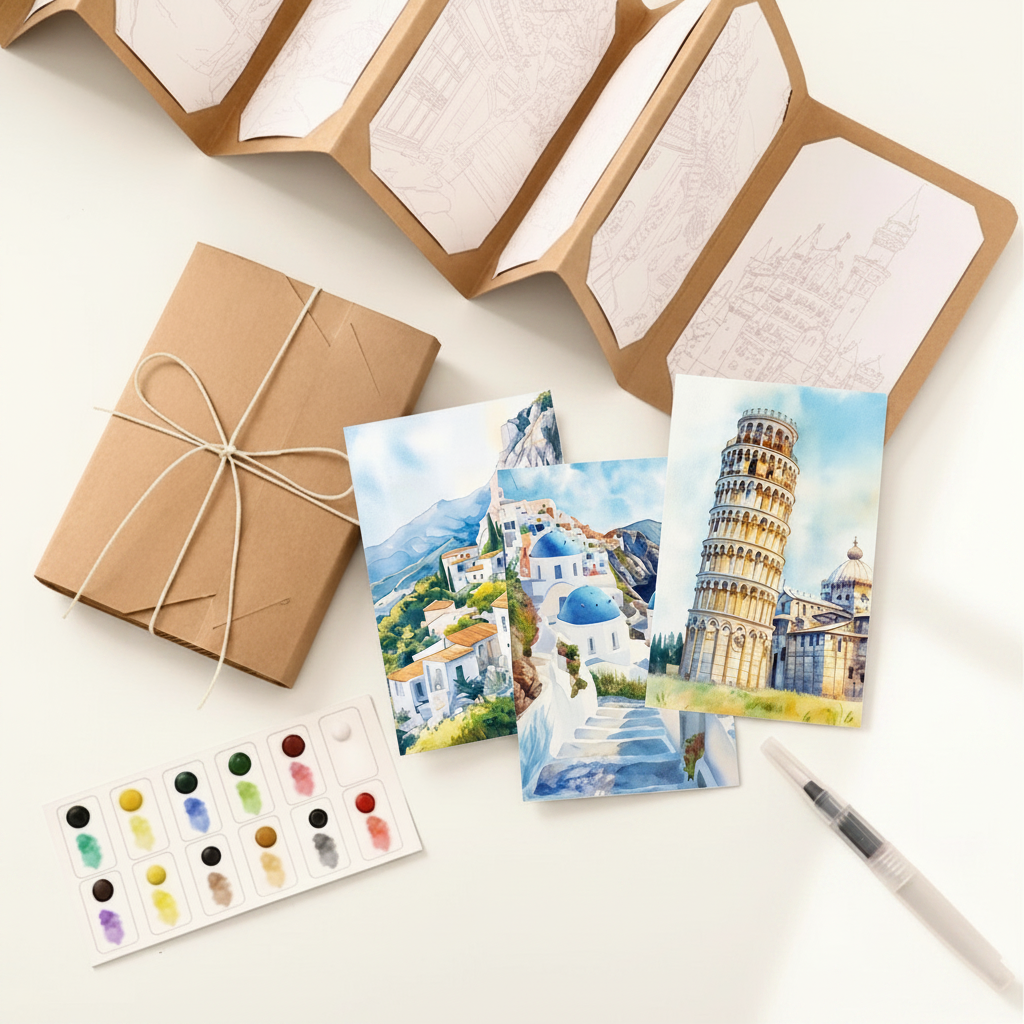 Watercolor Painting Cards Kit - European Travel Logs