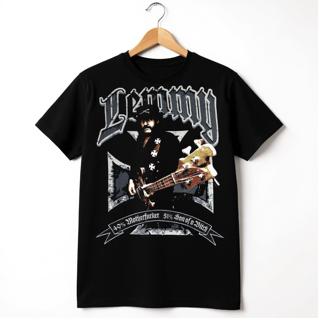 T-Shirt Noir Lemmy Croix de Fer