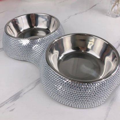 Bedazzle Me Rhinestone Dog Bowl | Decorative Sparkle Pet Bowl