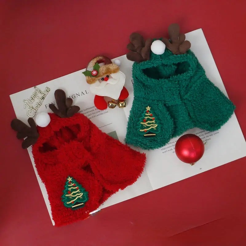 Manteau à capuche pour chien Rennes Sucre d'orge | Vêtement d'extérieur de fête