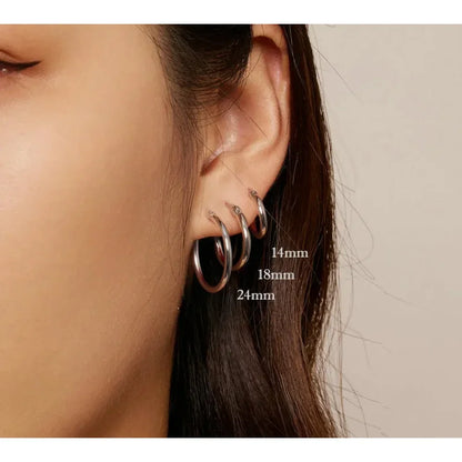 Boucles d'oreilles créoles en argent sterling 925 plaqué or blanc 14 carats | Créoles hypoallergéniques 24 mm
