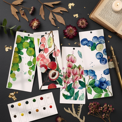 Watercolor Painting Cards Kit - Leafy Bookmarks