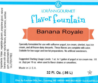 Arôme Banane Royale - 4 oz. - 32 oz. - Arômes pour crèmes glacées et boissons - LorAnn Oils - Distribution canadienne - Livraison gratuite au Canada pour les commandes de plus de 199 CAD