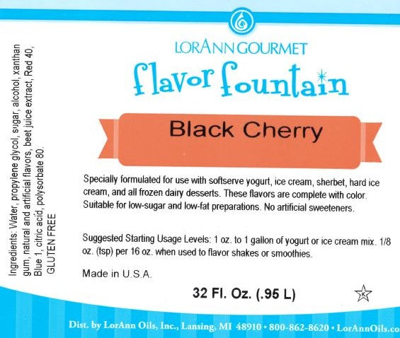 Saveur Cerise Noire - 4 oz. - 32 oz. - Arômes pour crèmes glacées et boissons - LorAnn Oils - Distribution canadienne - Livraison gratuite au Canada pour les commandes de plus de 199 CAD