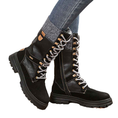 Women's Casual Mid-Calf Boots – Low Heel PU Leather Fashion Footwear