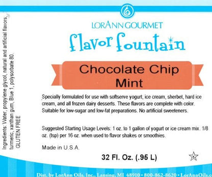 Saveur pépites de chocolat à la menthe - 4 oz. - 32 oz. - Saveurs de crème glacée et de boissons - Huiles LorAnn - Distribution canadienne - Livraison gratuite au Canada pour les commandes de plus de 199 CAD