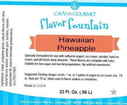 Saveur Ananas Hawaïen - 4 oz. - 32 oz. - Arômes pour Glaces et Boissons - Huiles LorAnn - Distribution Canadienne - Livraison Gratuite au Canada pour les Commandes de Plus de 199 CAD