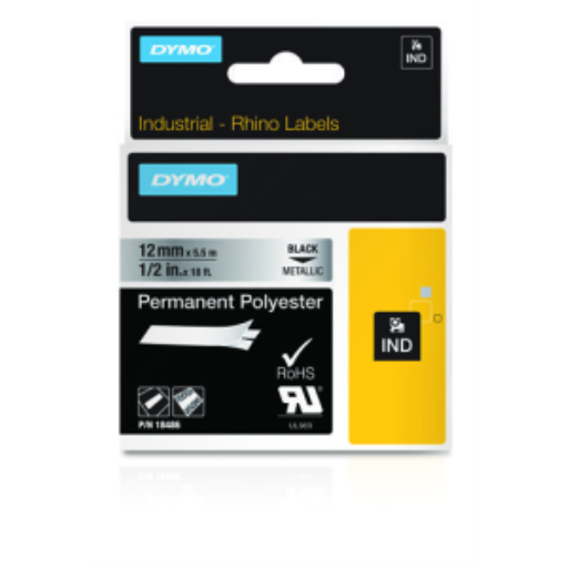 Rhino 1/2" Metallized Perm Label- 12Mm