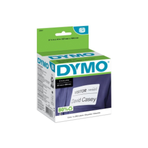DYMO Authentic LW Name Badge Labels, DYMO Labels for LabelWriter Printers, White, 2-1/4" x 4", 1 Roll of 250