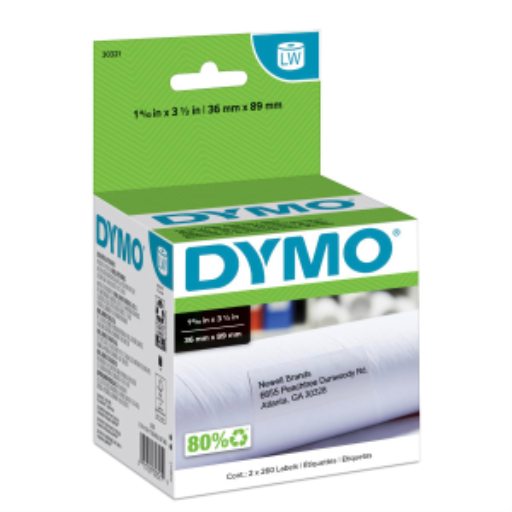 Étiquettes de grande taille DYMO authentiques LW pour adresses postales, étiquettes DYMO pour imprimantes d'étiquettes LabelWriter, 3,5 cm x 8,9 cm, 2 rouleaux de 260 (520 au total)