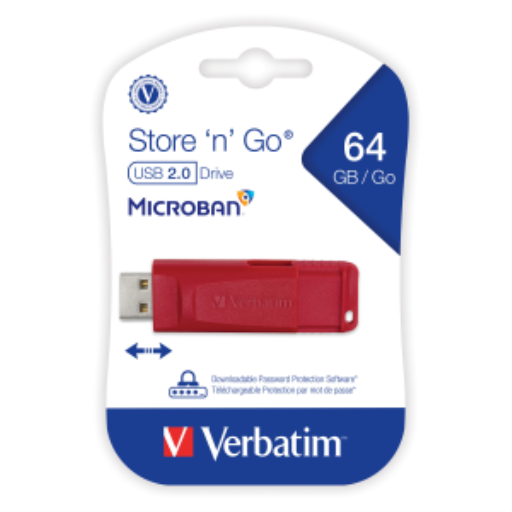 Clé USB Verbatim 64 Go SnG rouge rétractable