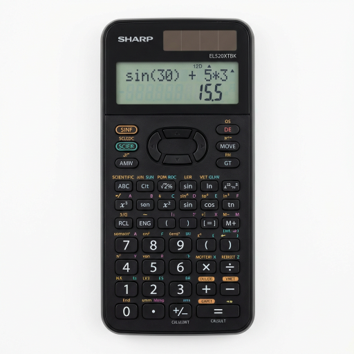 Calculatrice scientifique avancée Sharp EL520XTBK – 420 fonctions professionnelles avec logique algébrique directe et double alimentation