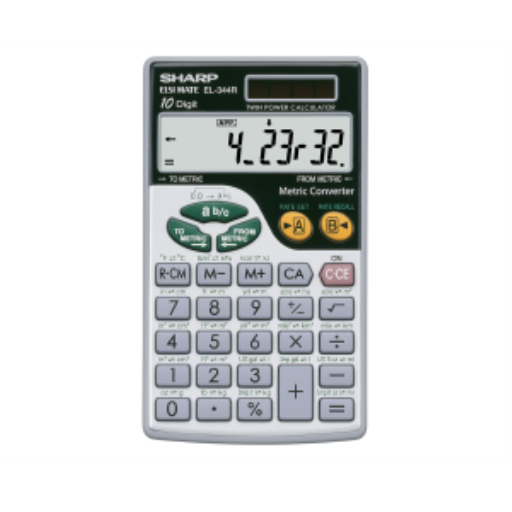Calculatrice de poche Sharp EL344R à double alimentation - 44 fonctions de conversion métrique