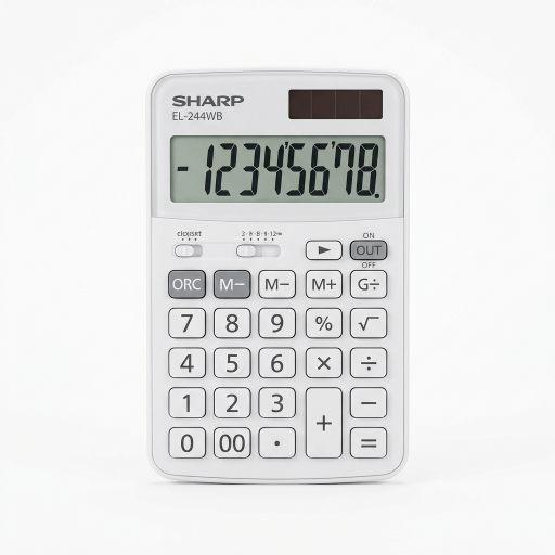 Calculatrice de poche professionnelle Sharp EL244WB – Grand écran 8 chiffres et double alimentation