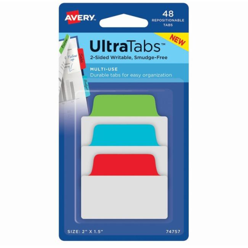 74757 AVERY ULTRATABS MULTI-USAGE 5,1 X 3,8 CM COULEURS PRIMAIRES,