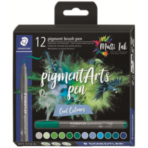 Pigment Brush Pen Cool Col 12Pcs