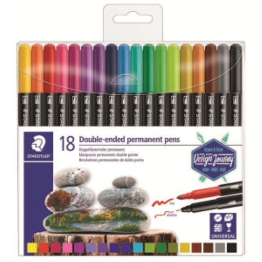 Stylos perm. double-pointe 18 pièces