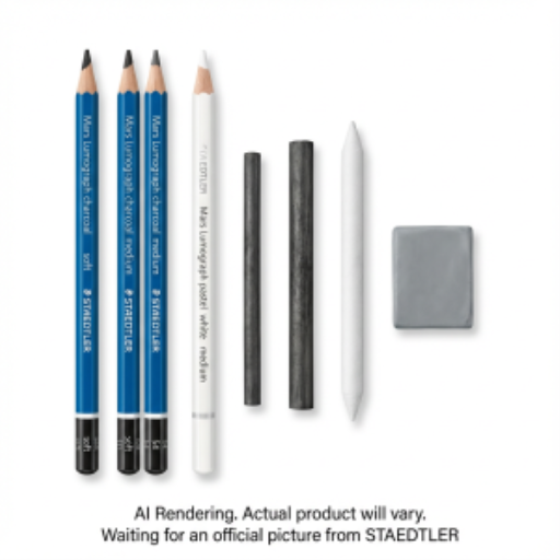 STAEDTLER Mars Lumograph Charcoal – Set de Dessin – Kit Professionnel de 7 pièces avec Crayons, Fusains & Estompe