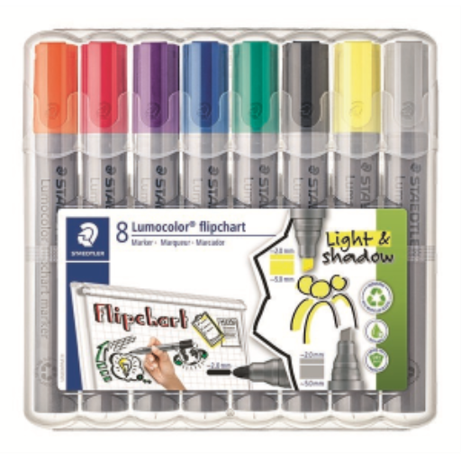Marqueurs paperboard Lumocolor, boîte de 8
