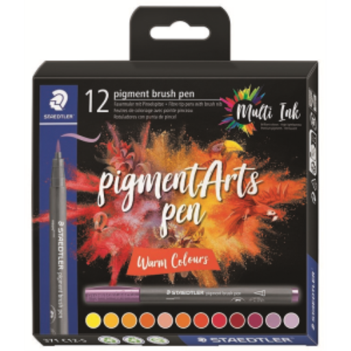 Stylo Pinceau Pigment Couleurs Chaudes 12 Pièces
