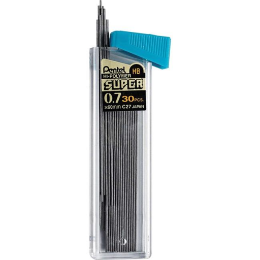 Mines polymères (0,7 mm), HB, 30 mines par tube